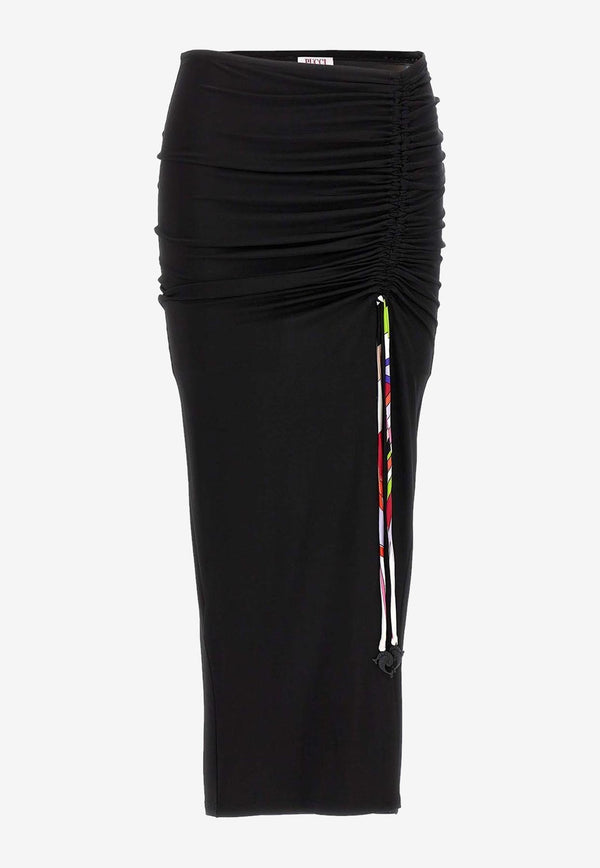 Pucci Asymmetric Midi Skirt 3RJV10 3R623 999 Black