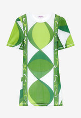 Pucci Pesci Print Mesh Mini Dress 3RRG68 3R983 100 Green