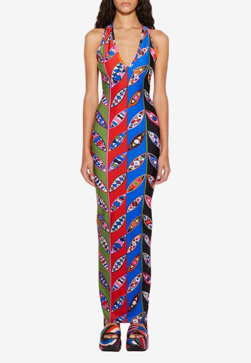 Pucci Girnandole Print V-neck Maxi Dress Multicolor 3UJI05 3U745 019