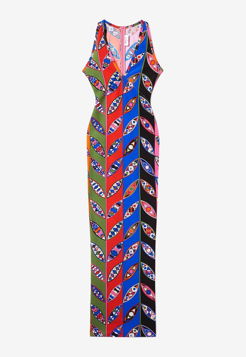 Pucci Girnandole Print V-neck Maxi Dress Multicolor 3UJI05 3U745 019