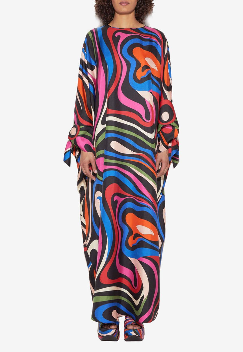 Pucci Marmo Print Maxi Kaftan Dress Multicolor 3URL50 3U761 007