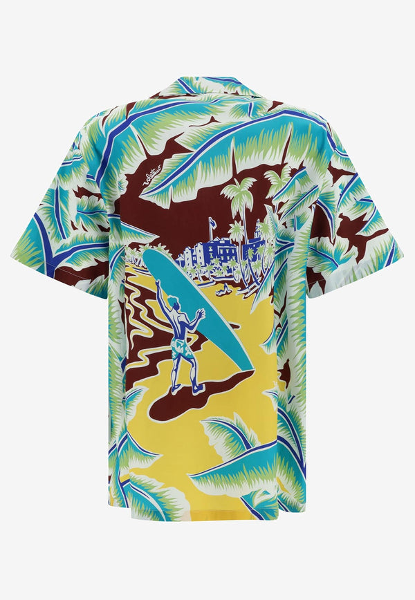 Valentino Surf Rider Print Bowling Shirt 3V3AAA909KW MLZ Multicolor