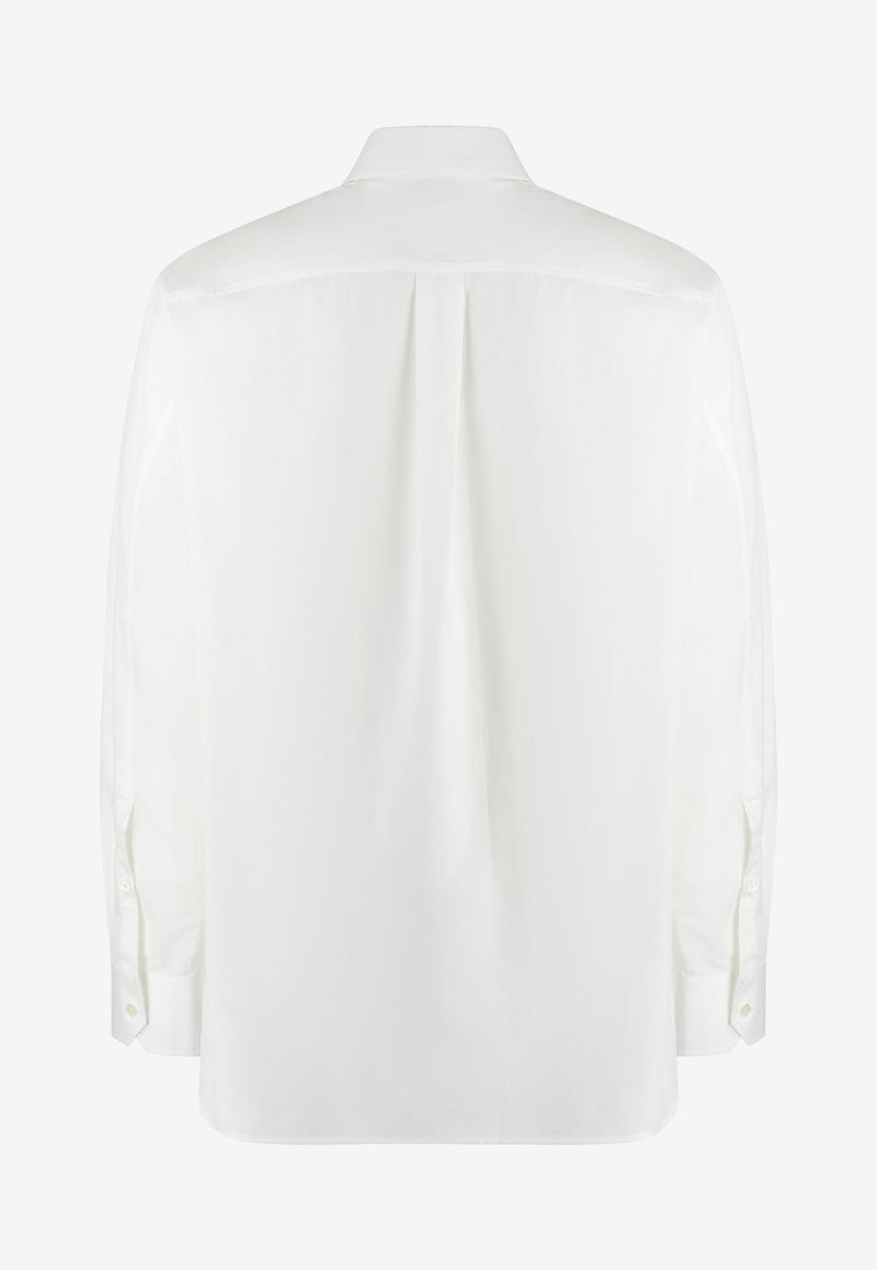 Valentino Logo Label Long-Sleeved Shirt 3V3ABR954WW 0BO White