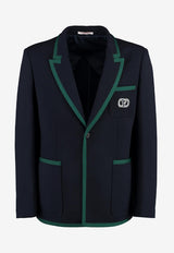 Valentino VLogo Patch Single-Breasted Blazer 3V3CEE559HL 598 Navy