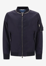 Valentino Rockstud Zip-Up Bomber Jacket 3V3CI1702KP 598 Blue