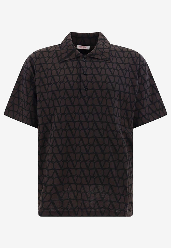 Valentino Toile Iconographe Print Polo T-shirt 3V3MH03A9LC MYW Black