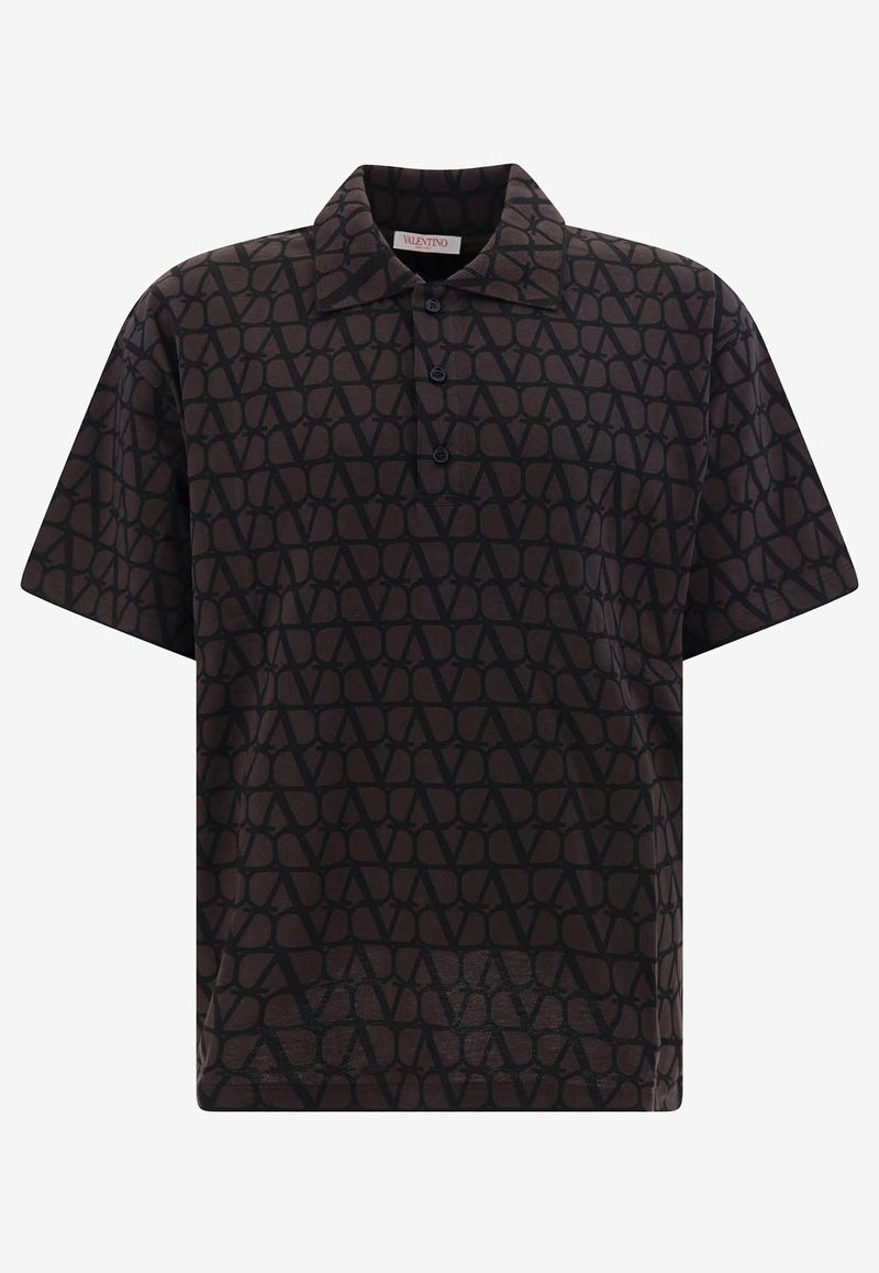 Valentino Toile Iconographe Print Polo T-shirt 3V3MH03A9LC MYW Black