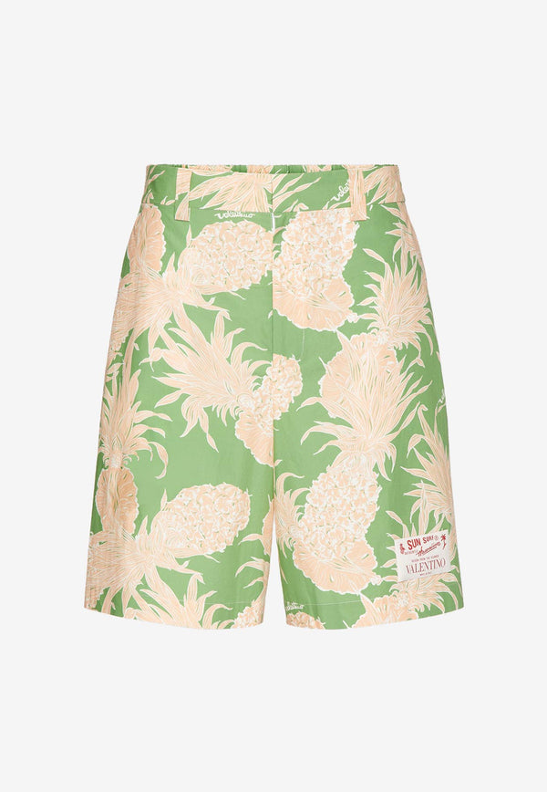 Valentino Pineapple Print Bermuda Shorts 3V3RDA969KL MM6 Multicolor