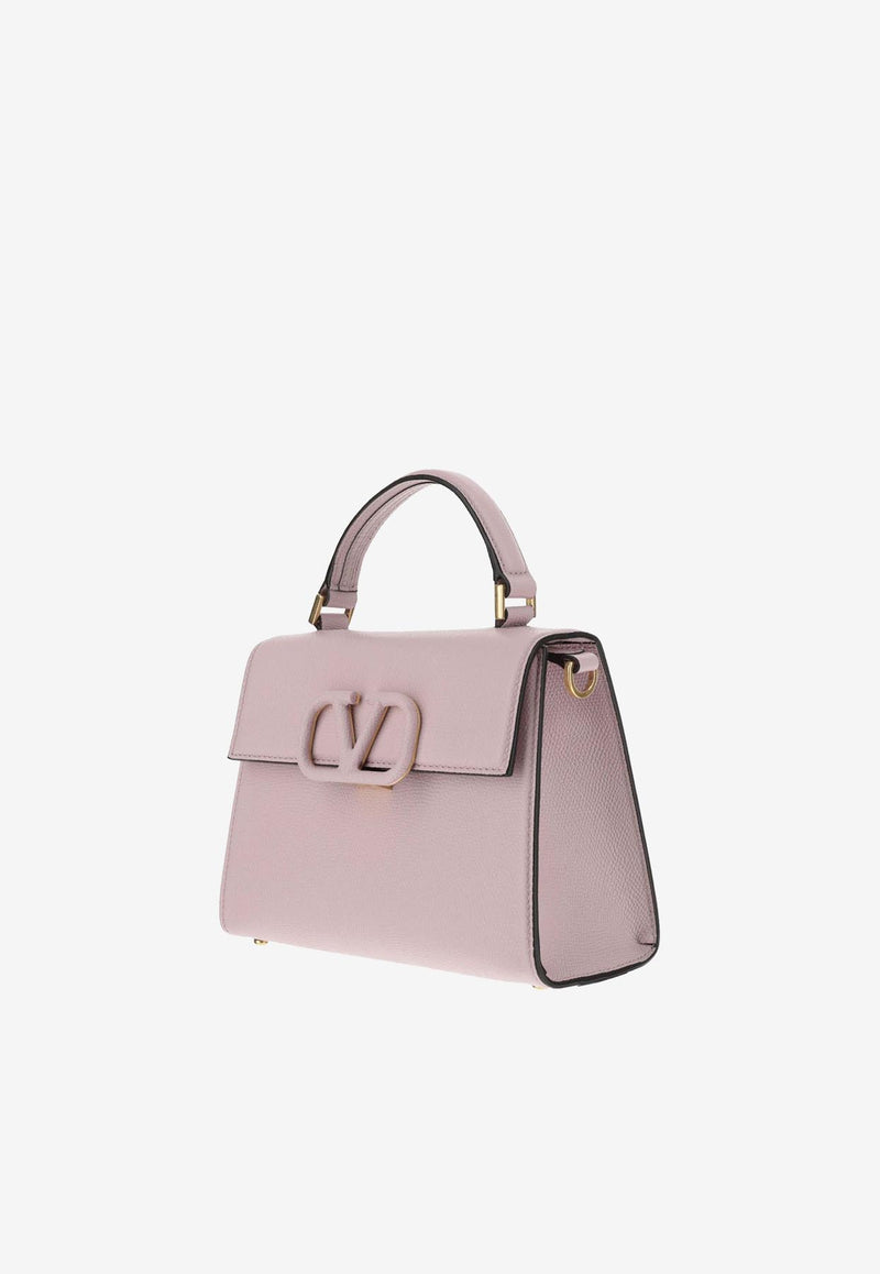 Valentino Small VSLING Top Handle Bag in Grained Leather Lilac 3W2B0F53KGW 6E0