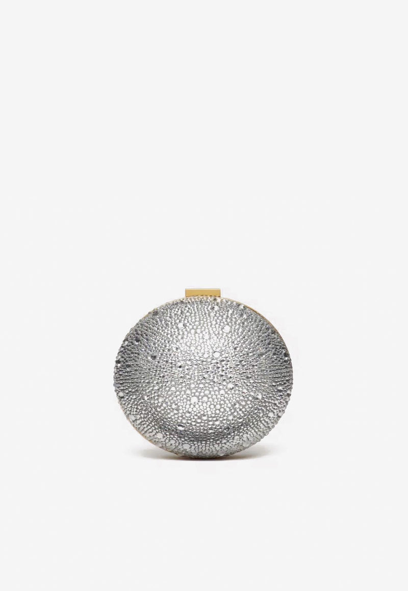 Valentino VLogo Spherical Crystal Minaudière Clutch Silver 3W2B0K13TAM 620