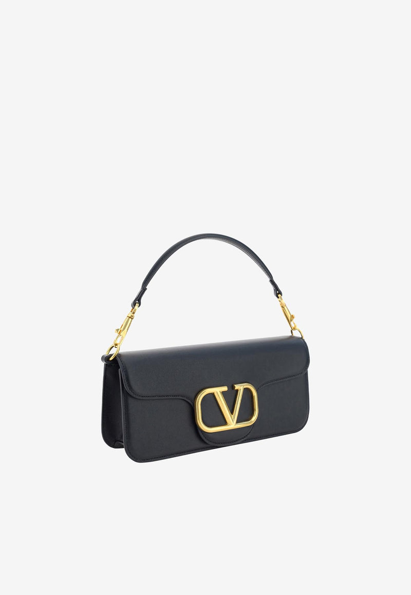 Valentino VLogo Locò Shoulder Bag in Calf Leather Black 3W2B0K30ZXL 0NO