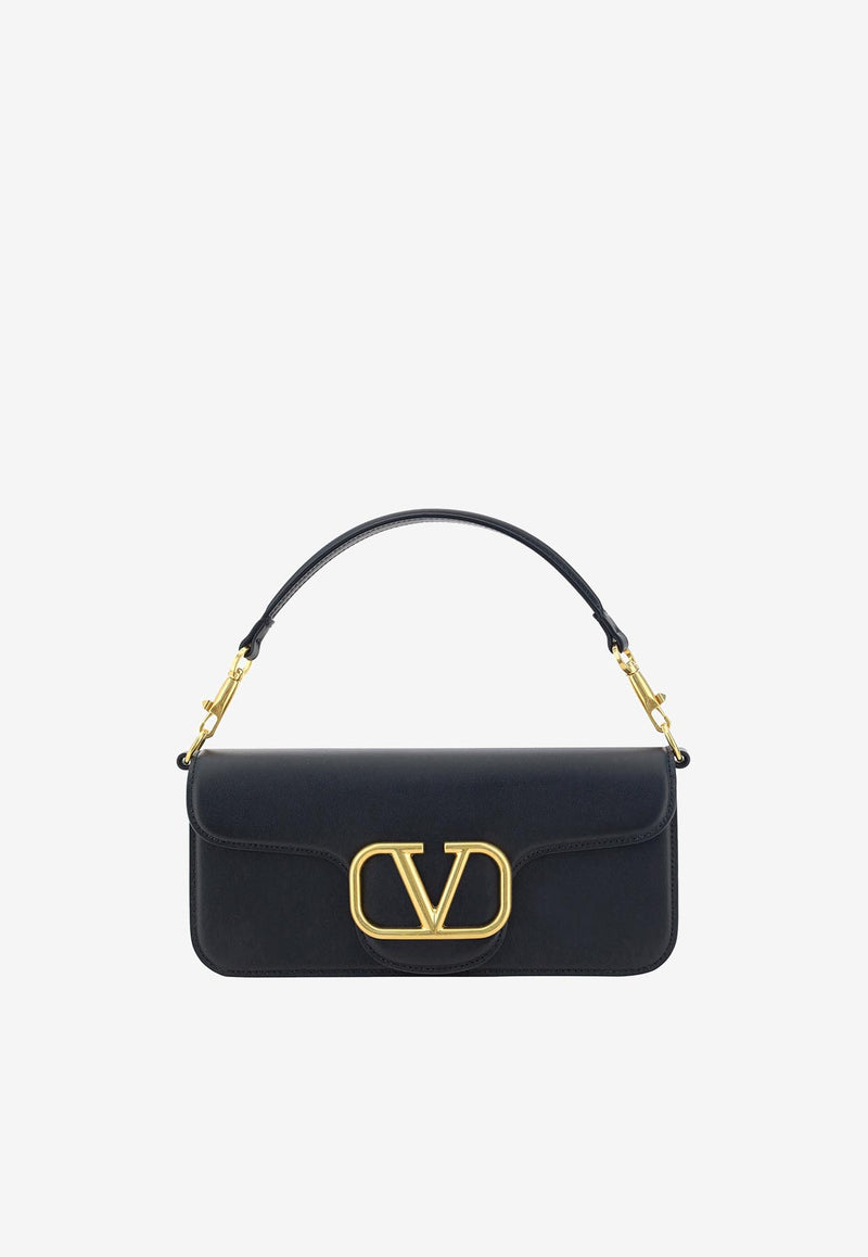 Valentino VLogo Locò Shoulder Bag in Calf Leather Black 3W2B0K30ZXL 0NO