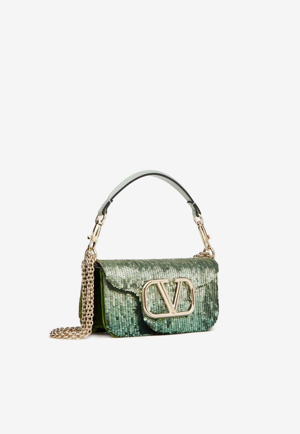 Valentino Small Locò Embroidered Ombre Shoulder Bag Green 3W2B0K53GVF MPM