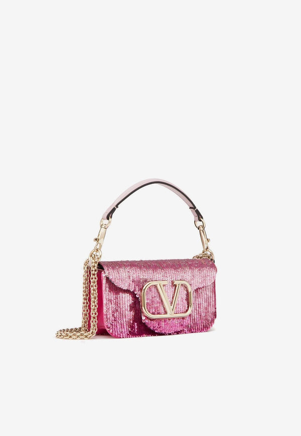 Valentino Small Locò Embroidered Ombre Shoulder Bag Pink 3W2B0K53GVF MPP