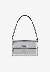 Valentino Medium Rockstud23 Shoulder Bag in Mirror-Effect Leather Silver 3W2B0M41QTE S13