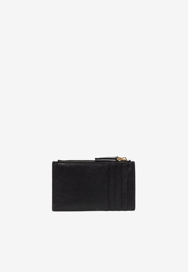 Valentino VLogo Zip Cardholder in Grained Leather Black 3W2P0W17SNP 0NO