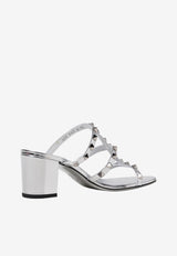 Valentino Rockstud 60 Sandals in Mirror Leather Silver 3W2S0C47WRP S13