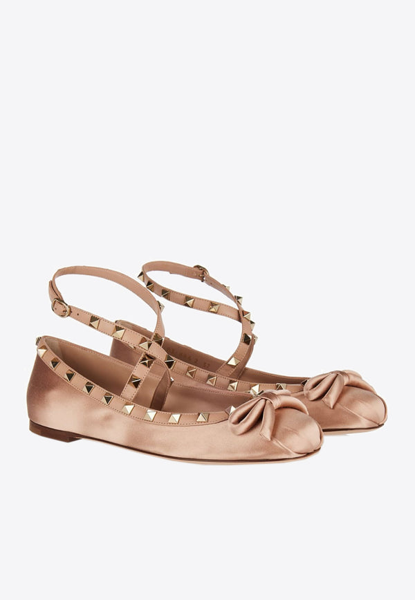 Valentino Rockstud Satin Ballet Flats Blush 3W2S0HB6SWH GF9