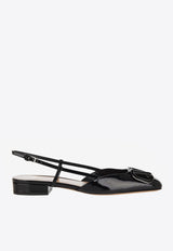 Valentino VLogo Slingback Flat Pumps in Patent Leather Black 3W2S0HG0TMK 0NO