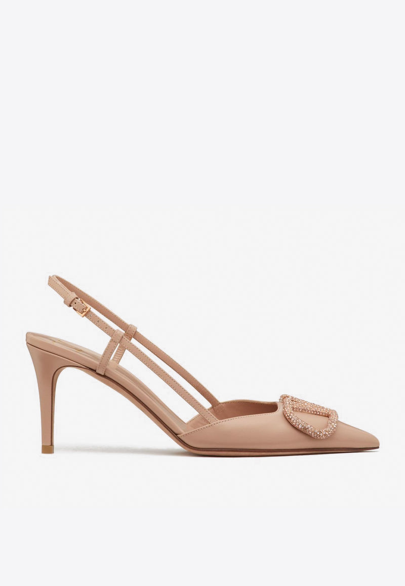 Valentino 80 VLogo Slingback Pumps in Calf Leather Blush 3W2S0R01EST 04W