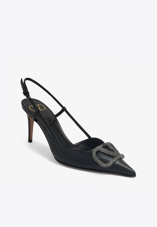 Valentino 80 VLogo Slingback Pumps in Calf Leather Black 3W2S0R01EST 249