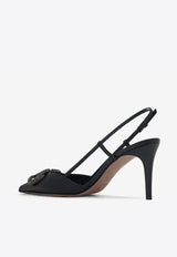 Valentino 80 VLogo Slingback Pumps in Calf Leather Black 3W2S0R01EST 249