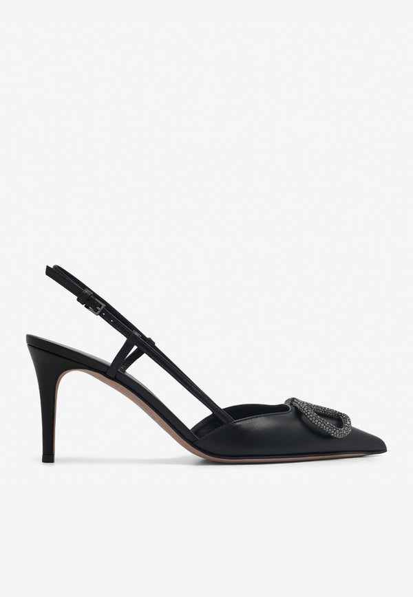 Valentino 80 VLogo Slingback Pumps in Calf Leather Black 3W2S0R01EST 249