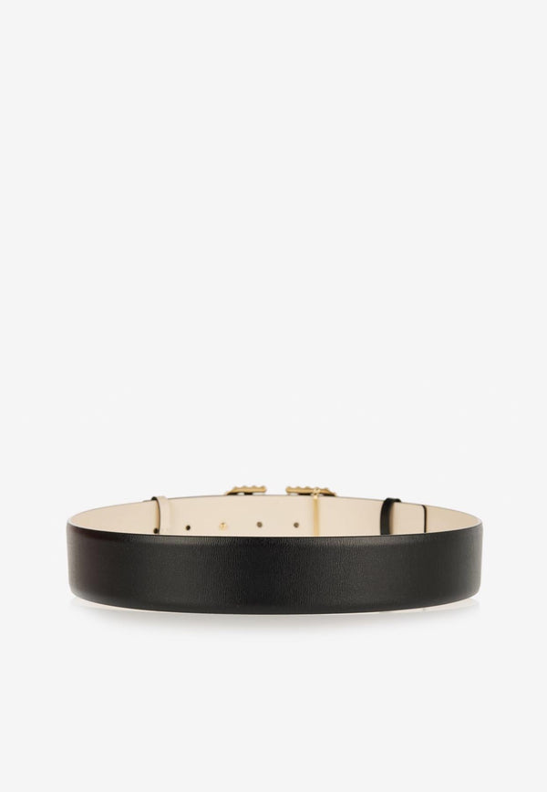 Valentino Signature VLogo Reversible Pearl Leather Belt Black 3W2T0S11ZKH L60