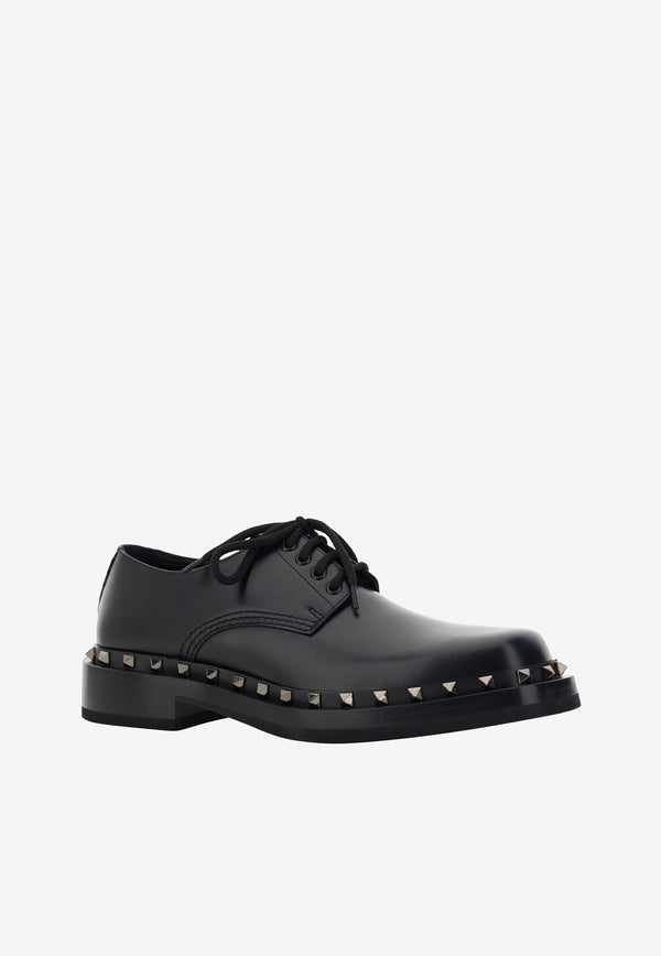 Valentino M-Way Rockstud Derby Lace-Up Shoes 3Y2S0H34PMA 0NO Black