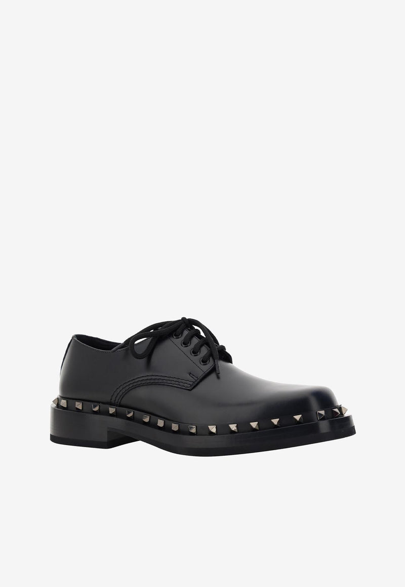 Valentino M-Way Rockstud Derby Lace-Up Shoes 3Y2S0H34PMA 0NO Black