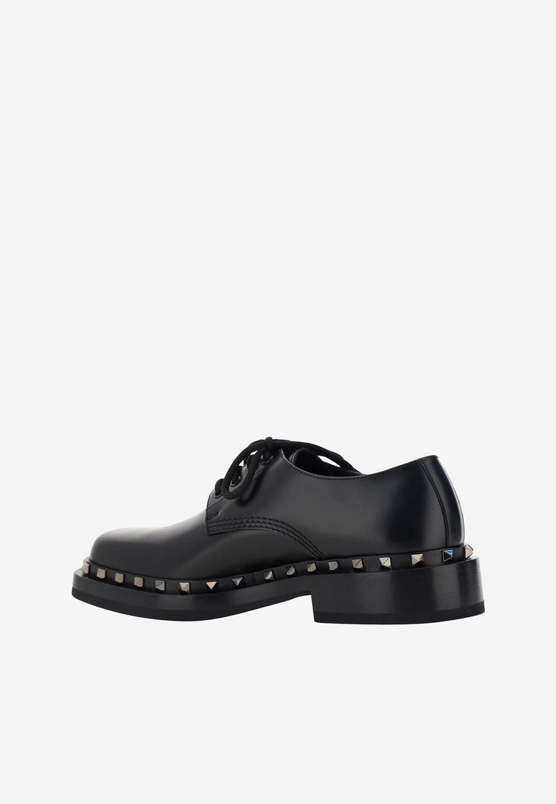 Valentino M-Way Rockstud Derby Lace-Up Shoes 3Y2S0H34PMA 0NO Black