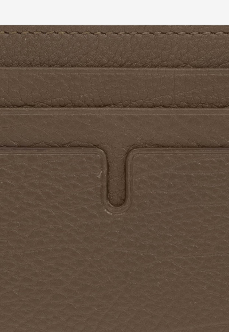 Burberry Tall B Cut Cardholder in Grained Leather Brown 8080672 A1336-MILITARY