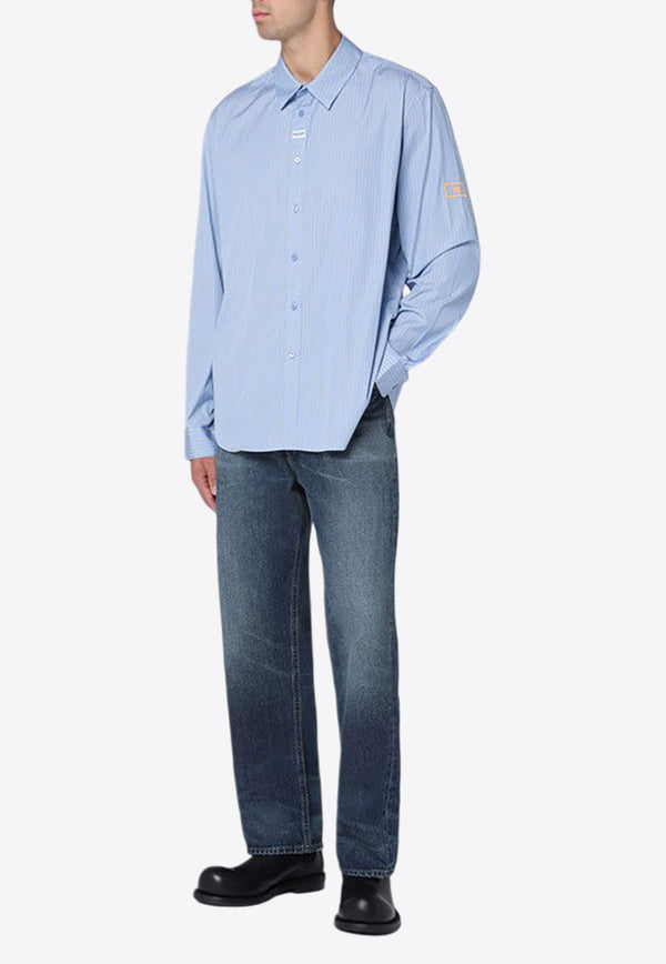 Martine Rose Embroidered Logo Striped Shirt Light Blue 401WS02509CO/P_MARTI-BLUWHT