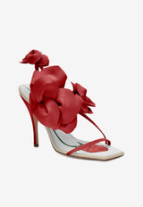 Magda Butrym 100 Rose Appliqué Leather Sandals Red 422724RED