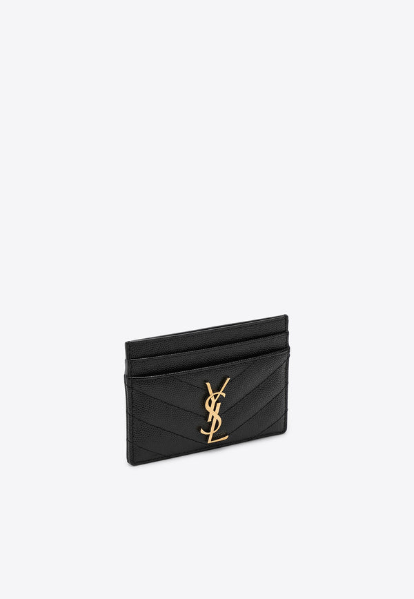 Saint Laurent Cassandre Quilted Leather Cardholder Black 423291BOW01/Q_YSL-1000