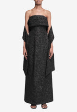 Simkhai Ariana Floral Jacquard Strapless Gown  Black 424-1275-FJBLACK