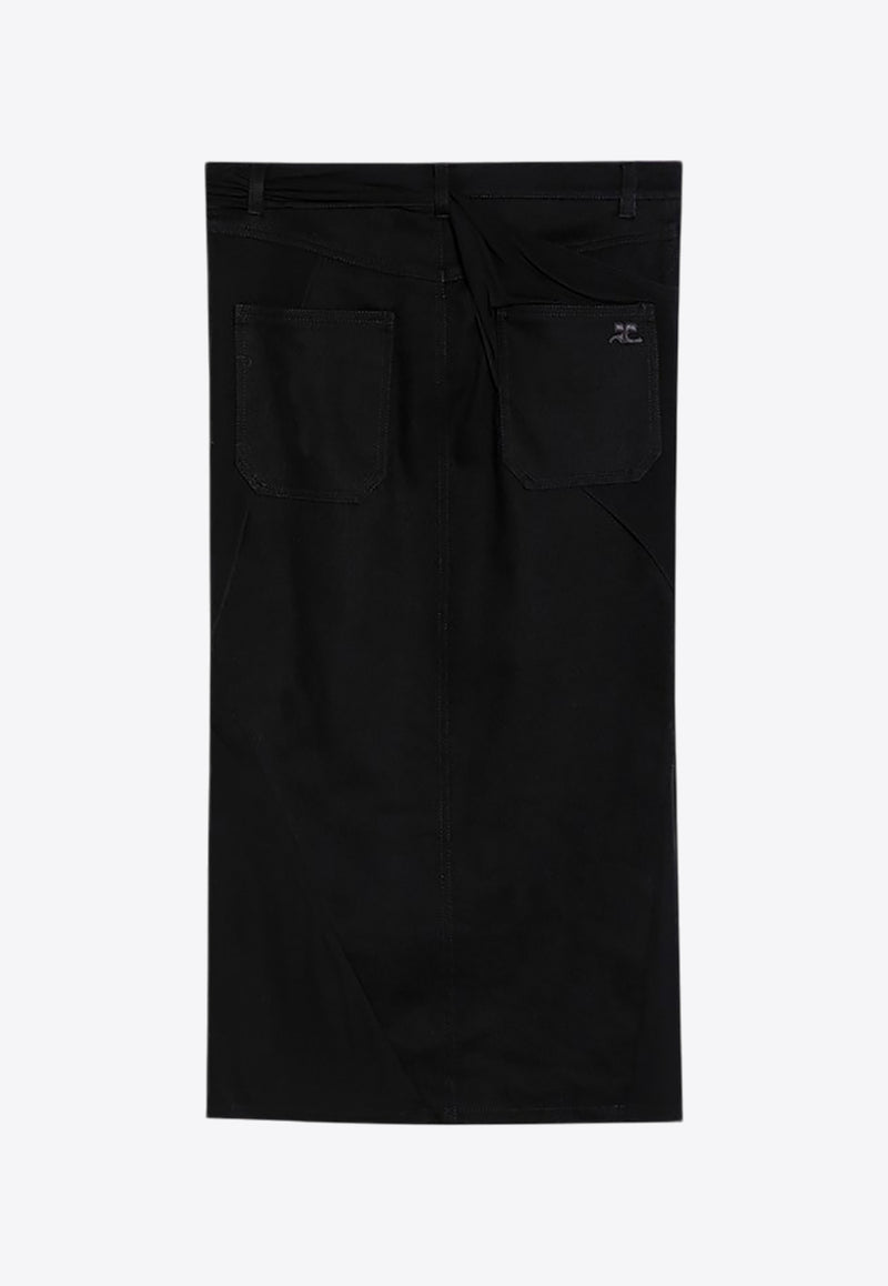 Courrèges Draped Midi Denim Skirt Black 424DJU205DE0020/P_COURR-9999