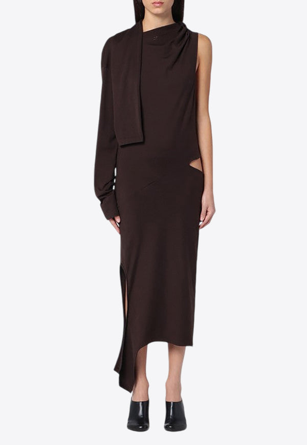 Courrèges One-Shoulder Draped Midi Dress Brown 424JRO486JS0175/P_COURR-1983