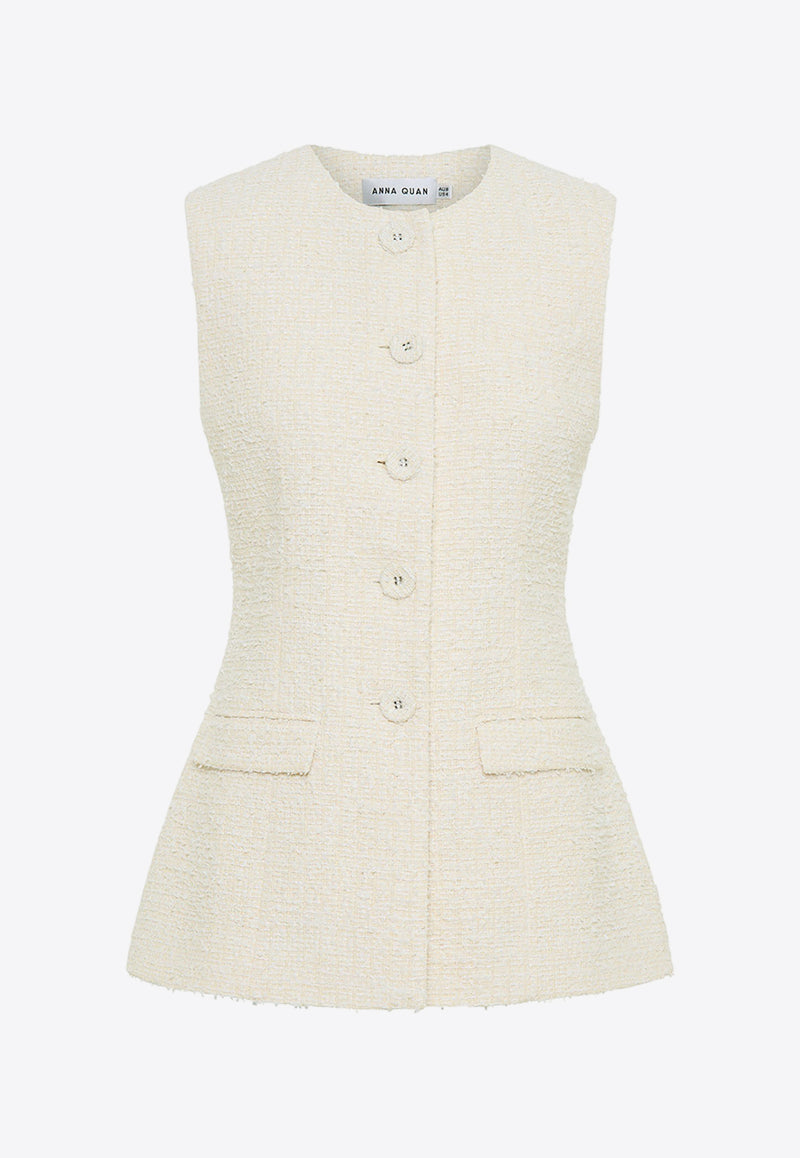 Anna Quan Bailey Tweed Tailored Vest 42.71.PCLWHITE