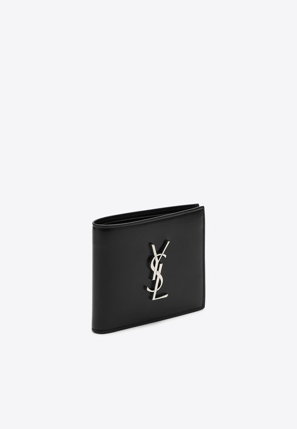 Saint Laurent Cassandre Bi-Fold Leather Wallet Black 4532760SX0E/O_YSL-1000