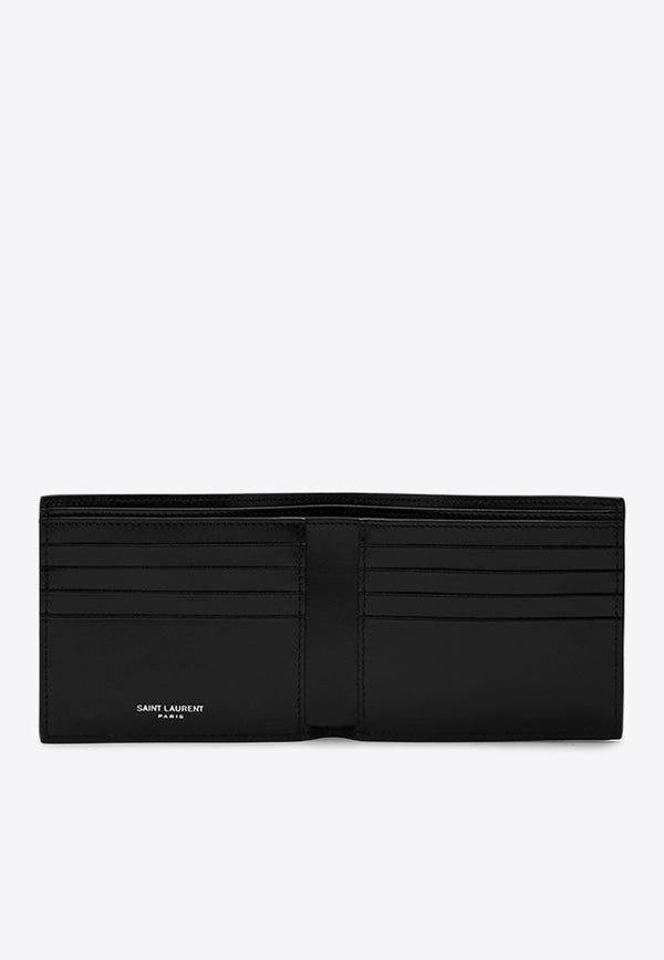 Saint Laurent Cassandre Bi-Fold Leather Wallet Black 4532760SX0E/O_YSL-1000