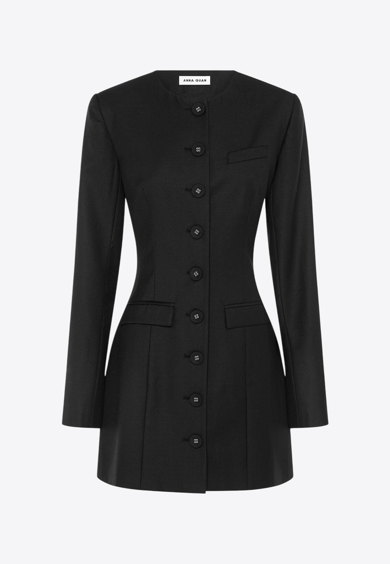 Anna Quan Eva Single-Breasted Mini Blazer Dress Black 45.53.BBLACK