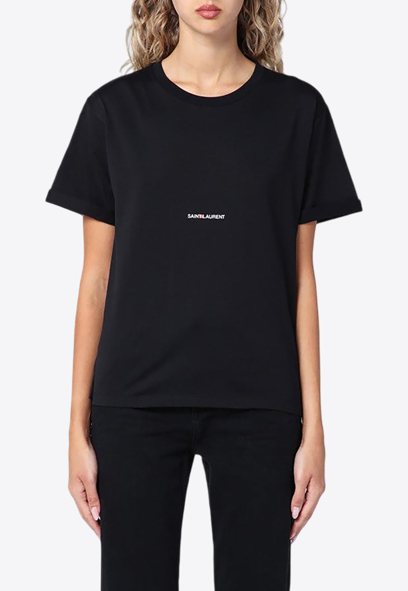 Saint Laurent Logo Print Crewneck T-shirt Black 460876YB2DQ/P_YSL-1000