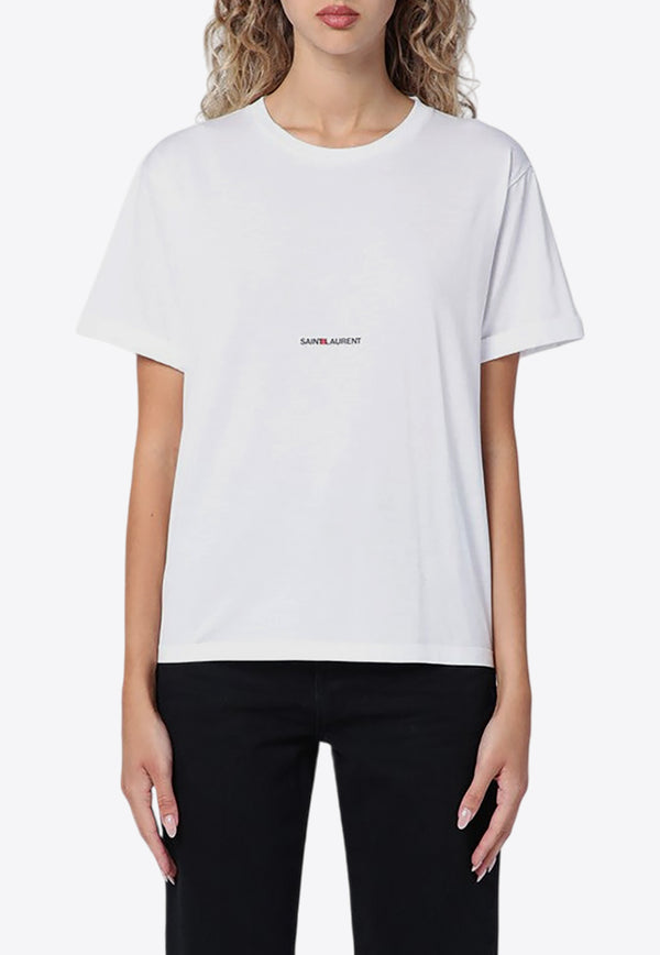 Saint Laurent Logo Print Crewneck T-shirt White 460876YB2DQ/P_YSL-9000