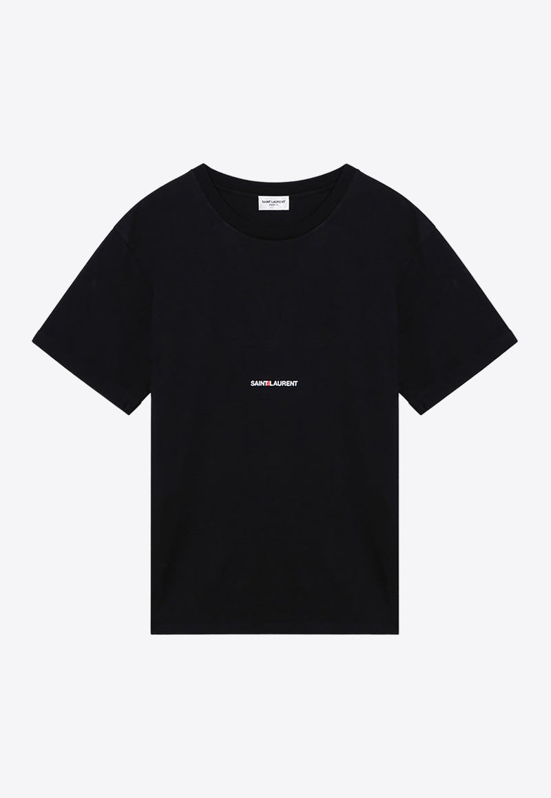 Saint Laurent Logo Print Crewneck T-shirt Black 464572YB2DQ/P_YSL-1000