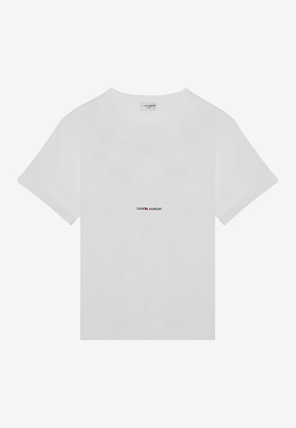 Saint Laurent Logo Print Crewneck T-shirt White 464572YB2DQ/P_YSL-9000