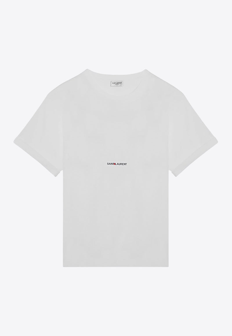 Saint Laurent Logo Print Crewneck T-shirt White 464572YB2DQ/P_YSL-9000