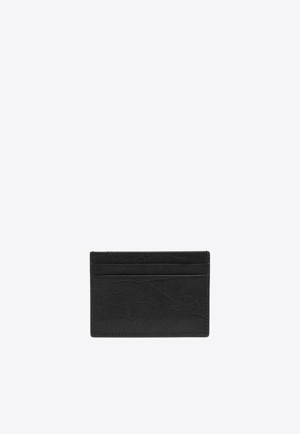 Saint Laurent Cassandre Croc-Embossed Leather Cardholder Black 485631C9H0U/O_YSL-1000