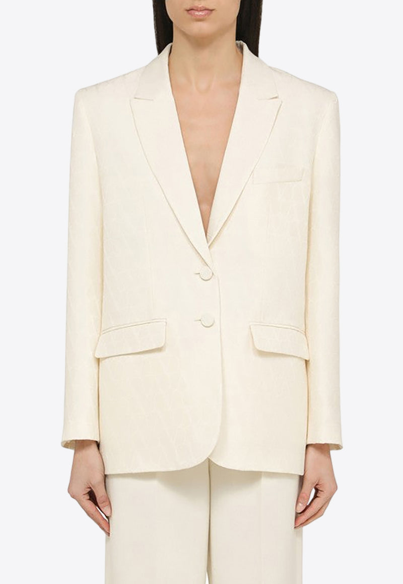 Valentino Single-Breasted Blazer in Wool and Silk 4B3CE3M58G5/O_VALE-A03