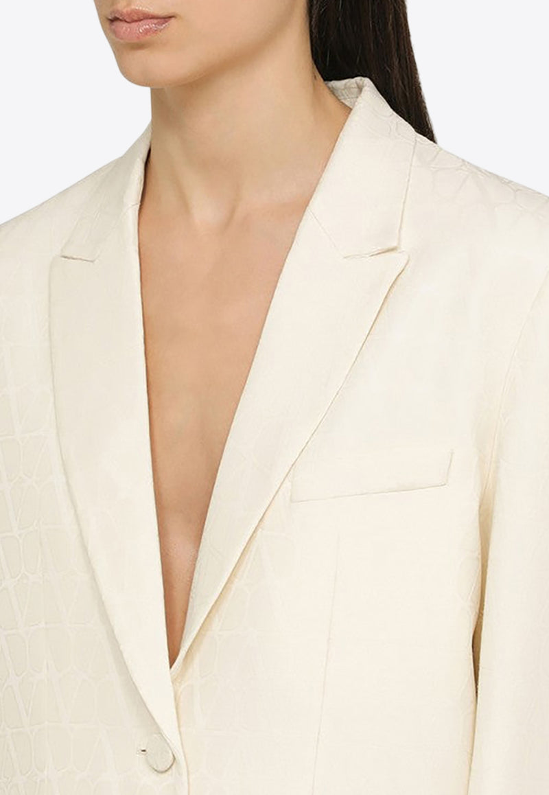 Valentino Single-Breasted Blazer in Wool and Silk 4B3CE3M58G5/O_VALE-A03